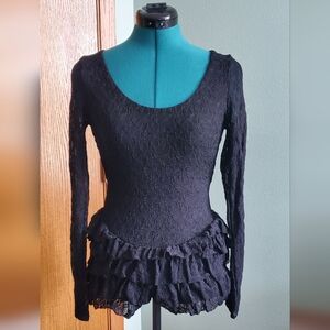 Windsor Timeless Romance Open Back Lace Romper Size XS - Black